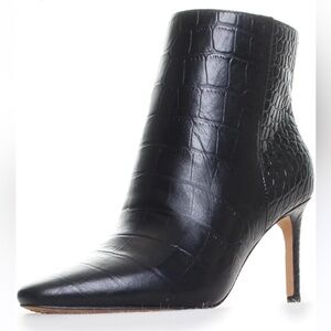 Vince Camuto Black Croc-Embossed Ankle Boots